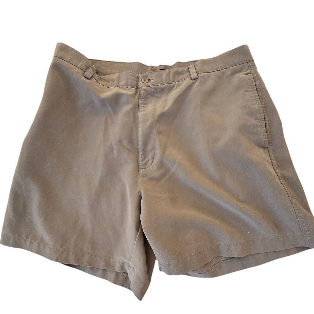 Alfani Mens Stretch Flat Front Stretch Casual Twill Chino Shorts Khaki Size 38